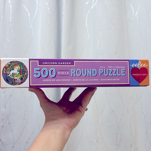 NWT Piece & Love EEBOO | Unicorn Garden, 500 piece round puzzle - Picture 7 of 7